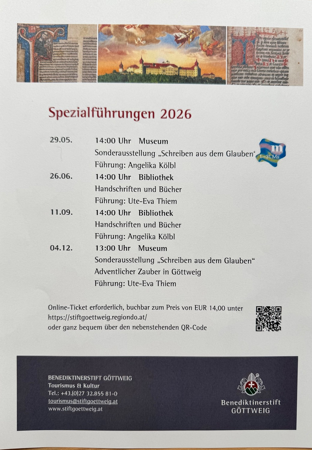 Spezialführungen Termine / Stift Göttweig